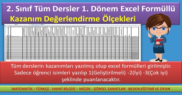 2. Sınıf 1. Dönem Kazanım Değerlendirme Ölçekleri (Tüm Dersler) 2021-2022