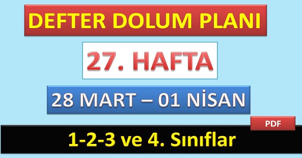 Defter Dolum Planı (27. Hafta. 28 MART - 01 NİSAN 2022)