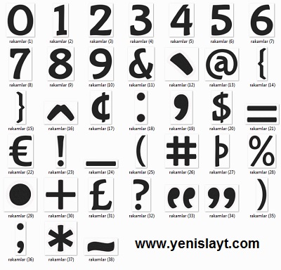 Black Numbers and Math Symbols