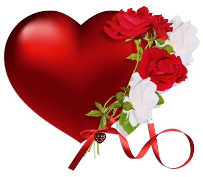 Heart picture with White and red roses