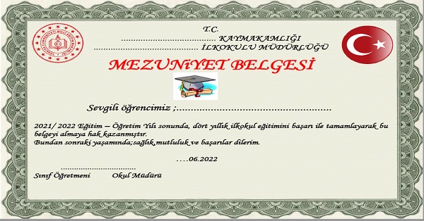 Mezuniyet Belgesi (örneği)