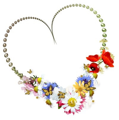 Heart and floral frame