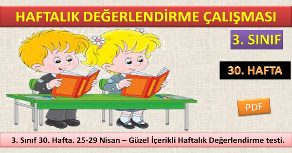 3. Sınıf 30. Hafta Değerlendirme çalışması (25-29 Nisan)