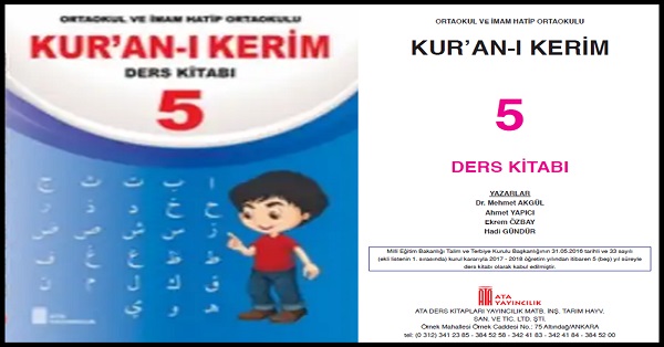 5.Sınıf Kuranı Kerim Ders Kitabı. (Ata Yayınları) PDF İNDİR 2023-2024
