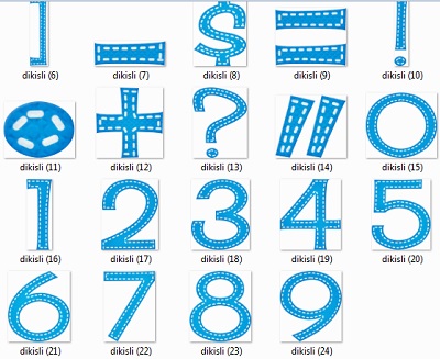 Stitched numbers and mathematical symbols
