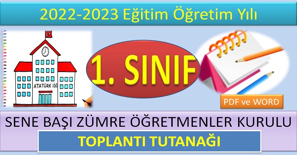 2022-2023 1. Sınıflar Sene Başı Zümre Toplantı Tutanağı PDF ve WORD