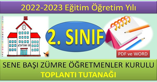 2022-2023 2. Sınıflar Sene Başı Zümre Toplantı Tutanağı PDF ve WORD