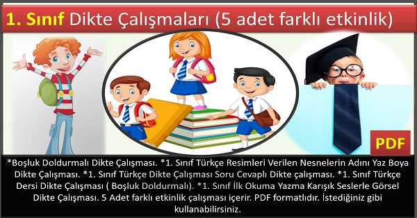 1. Sınıf Dikte Çalışmaları (5 adet farklı etkinlik)