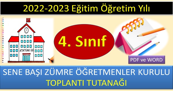 2022-2023 4. Sınıflar Sene Başı Zümre Toplantı Tutanağı PDF ve WORD