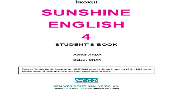 4. Sınıf İngilizce Sunshine-4 (Cem Yayınları) PDF İNDİR