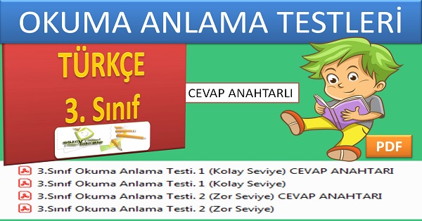 3.Sınıf Türkçe. Okuma Anlama Testleri. Cevap Anahtarlı