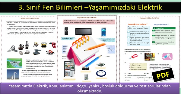 3. Sınıf Fen Bilimleri - Yaşamımızdaki Elektrik