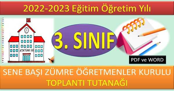 2022-2023 3. Sınıflar Sene Başı Zümre Toplantı Tutanağı PDF ve WORD