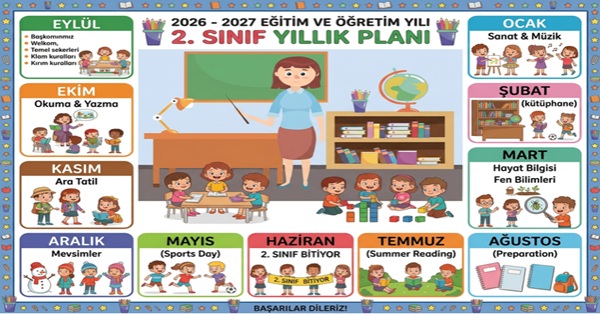 2026 - 2027 Yılı 2. Sınıf Matematik Yıllık Planı (Maarif Çerçeve Plana Göre)
